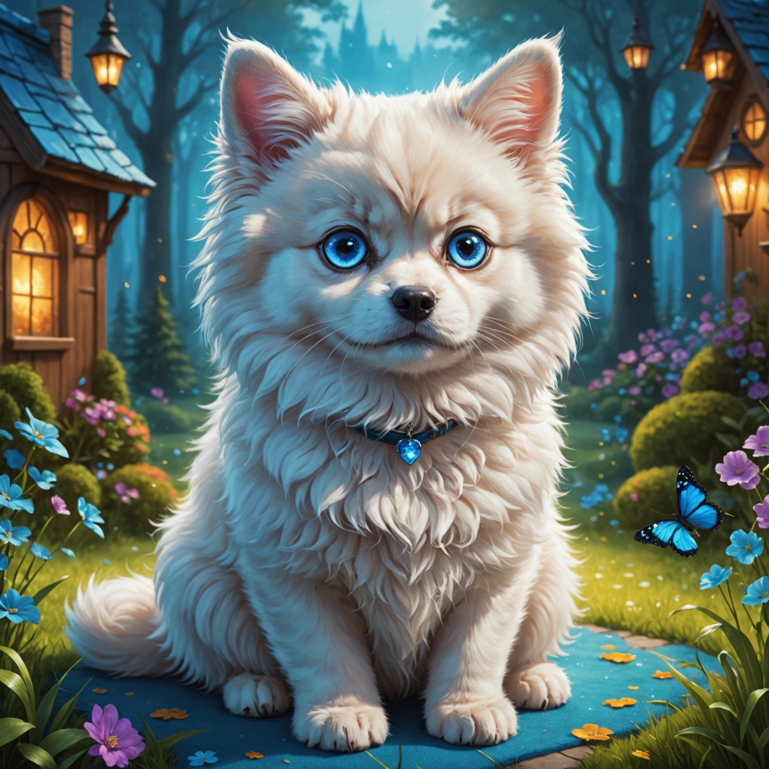 Животные: Волшебный мир кошек с голубыми глазами и померанских шпицев медвежьего типа